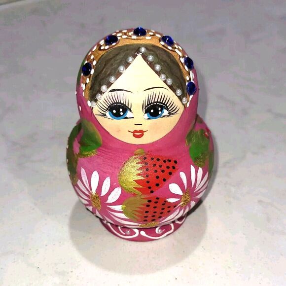 Other - Babushka Russian Nesting Dolls Matryoshka Hand Painted Wooden Set Of 10 VTG